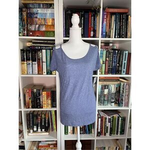 Athleta Heather Blue Scoop Neck Cut-Out Siro Mind Over Matter T-Shirt Small NWT